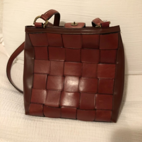 Vintage faux-leather crossweave satchel - Picture 4 of 4